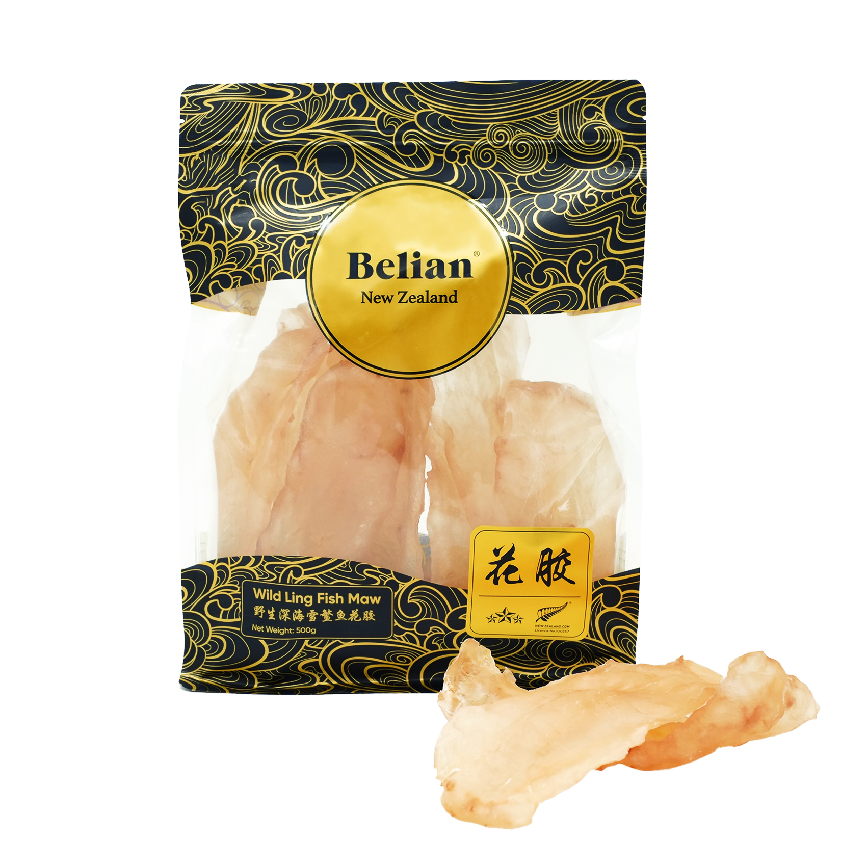 Belian® Premium Grade New Zealand Fish Maw White 3 Star 500g (7-10 pieces)